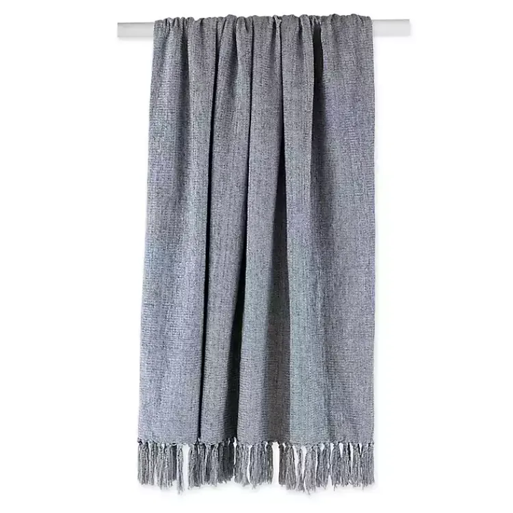 Blankets & Throws>Kirklands Home Demin Chenille Fringe Throw Blue