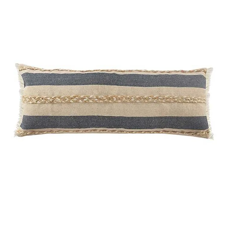 Pillows>Kirklands Home Denim Blue Braided Stripe Lumbar Pillow