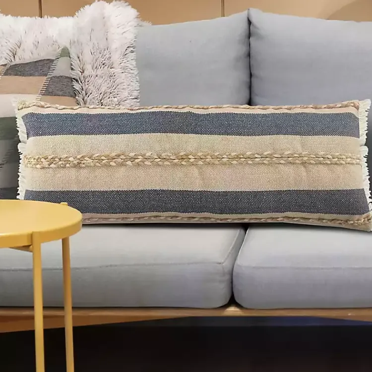 Pillows>Kirklands Home Denim Blue Braided Stripe Lumbar Pillow