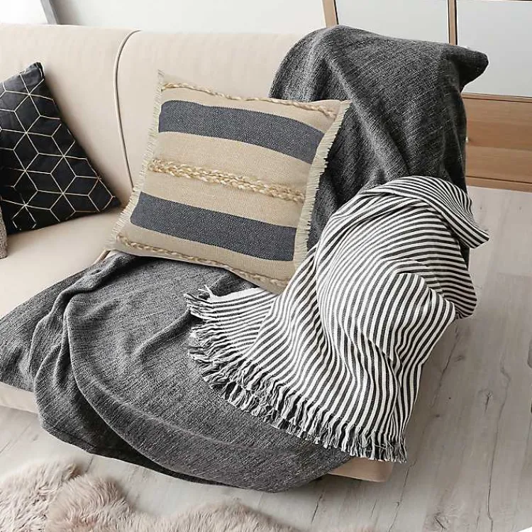 Pillows>Kirklands Home Denim Blue Braided Stripe Throw Pillow, 20 in.