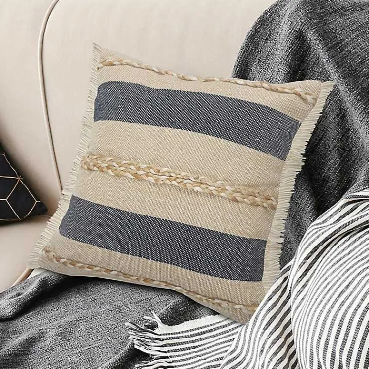 Pillows>Kirklands Home Denim Blue Braided Stripe Throw Pillow, 20 in.