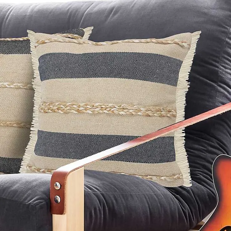 Pillows>Kirklands Home Denim Blue Braided Stripe Throw Pillow, 20 in.