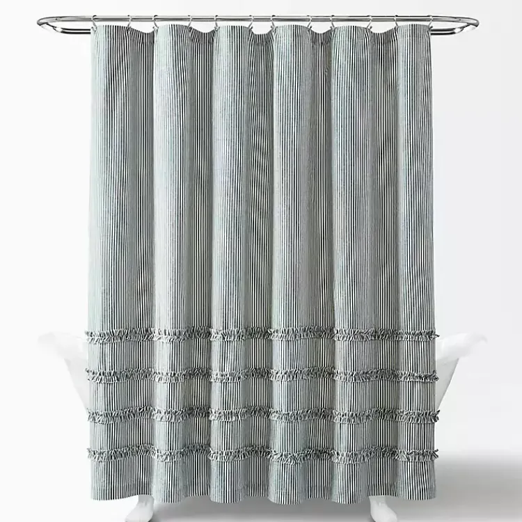 Kirklands Home Denim Vintage Stripe Shower Curtain Blue Online
