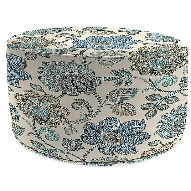 Kirklands Home Denim Busan Round Outdoor Pouf Hot