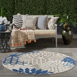 Kirklands Home Denim Floral Burst Round Outdoor Area Rug Online