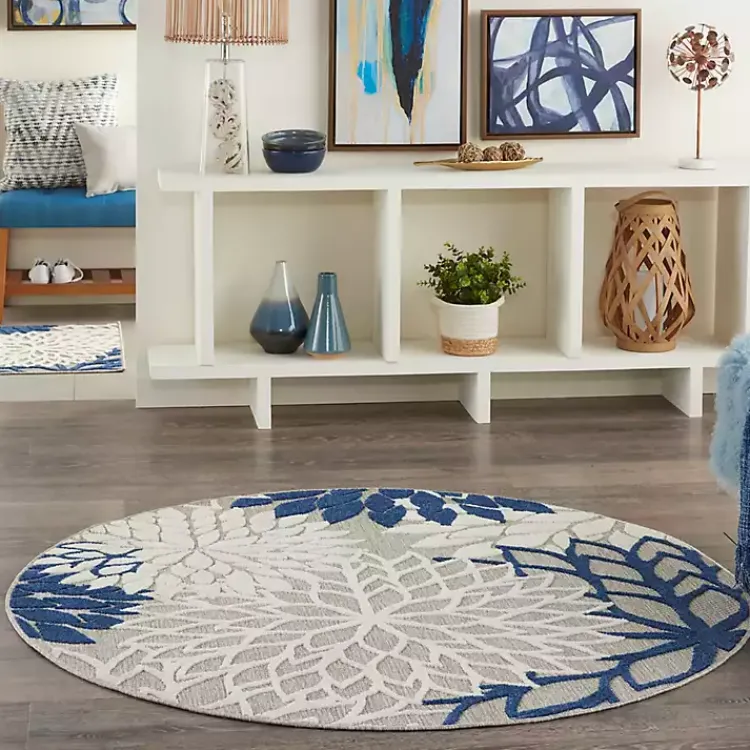 Kirklands Home Denim Floral Burst Round Outdoor Area Rug Online