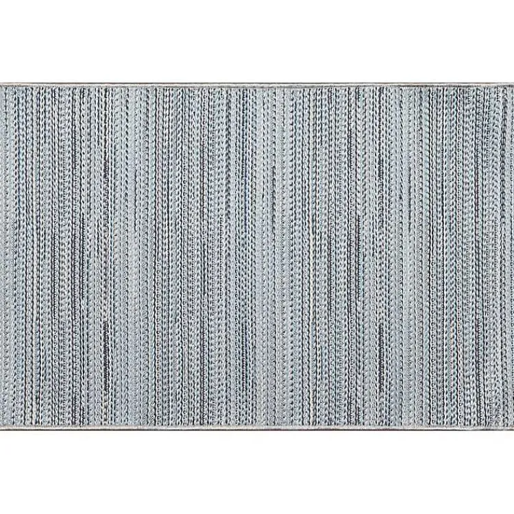 Kirklands Home Denim Woven Lines Indoor/Outdoor Accent Rug, 2x2 Blue New