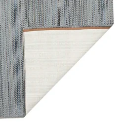 Kirklands Home Denim Woven Lines Indoor/Outdoor Accent Rug, 2x2 Blue New