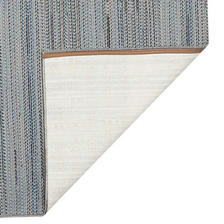 Kirklands Home Denim Woven Lines Indoor/Outdoor Accent Rug, 2x2 Blue New