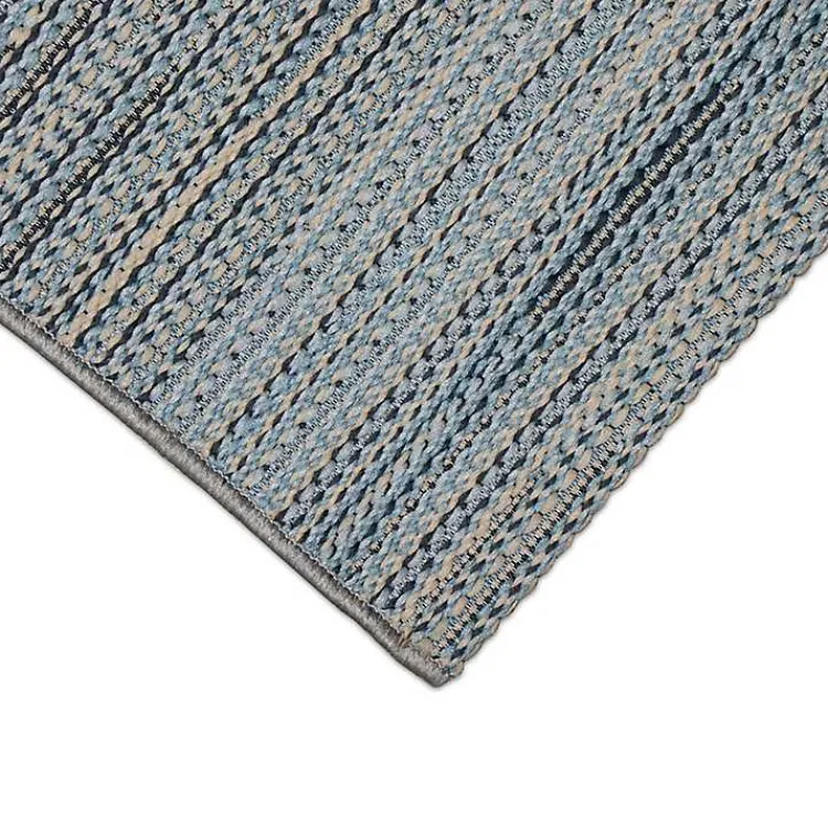 Kirklands Home Denim Woven Lines Indoor/Outdoor Accent Rug, 2x2 Blue New