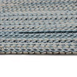 Kirklands Home Denim Woven Lines Indoor/Outdoor Accent Rug, 2x2 Blue New
