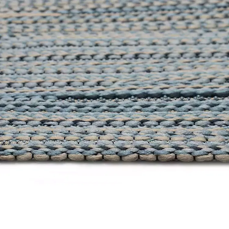 Kirklands Home Denim Woven Lines Indoor/Outdoor Accent Rug, 2x2 Blue New