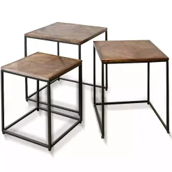 Kirklands Home Diamond Wood Top Nesting Accent Tables, Set of 3 Brown Best
