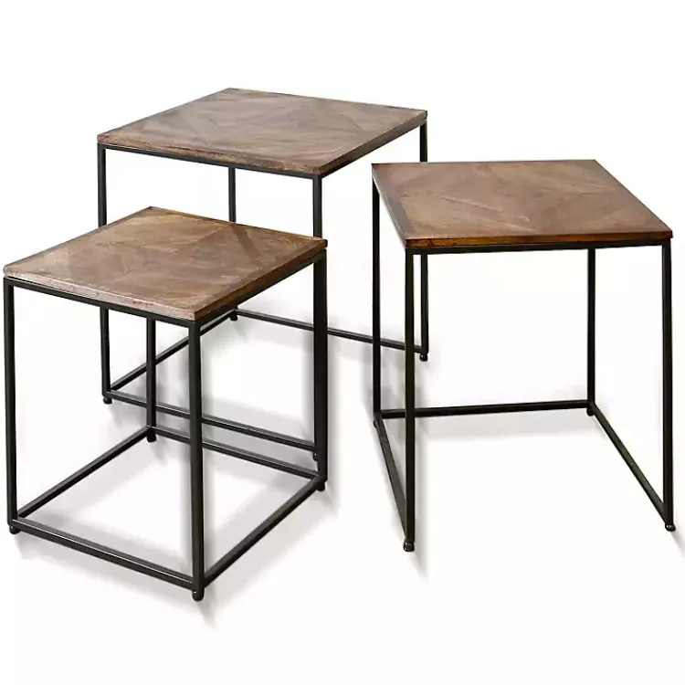 Kirklands Home Diamond Wood Top Nesting Accent Tables, Set of 3 Brown Best
