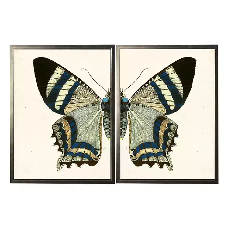 Kirklands Home Diptych Butterfly Framed Art Print, Set of 2
