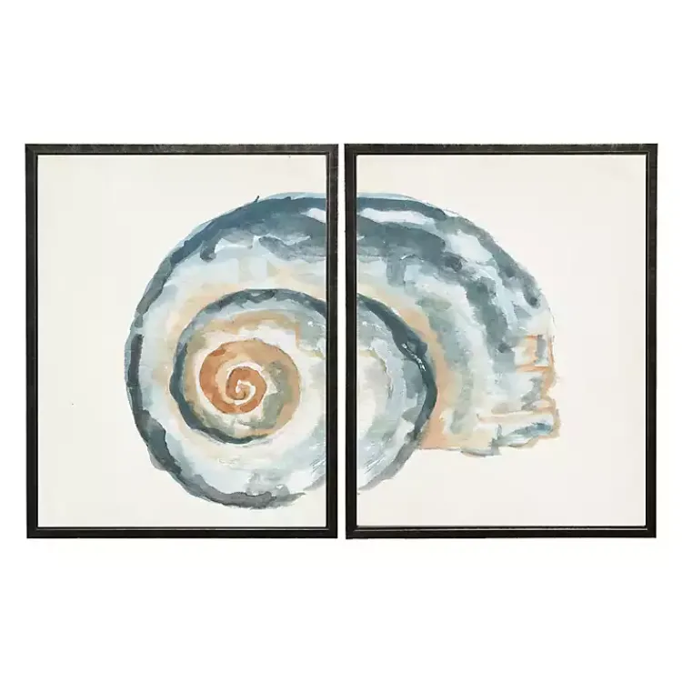 Kirklands Home Diptych Shell Framed Art Print, Set of 2 Blue Hot