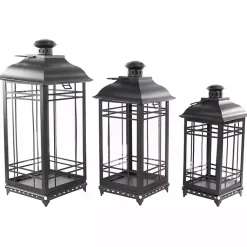 Lanterns>Kirklands Home Distressed Metal Lanterns, Set of 3 Black