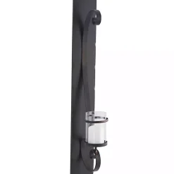 Sconces>Kirklands Home Distressed Black Scrolled Metal Sconce
