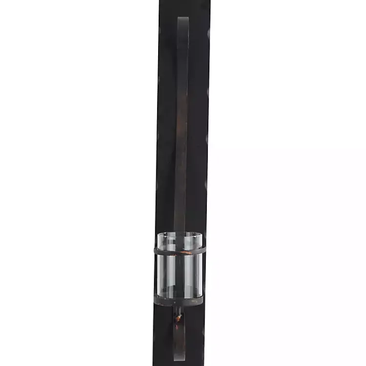 Sconces>Kirklands Home Distressed Black Scrolled Metal Sconce