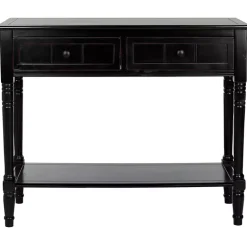 Kirklands Home Distressed Wood 2-Drawer Console Table Black Clearance