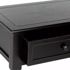 Kirklands Home Distressed Wood 2-Drawer Console Table Black Clearance
