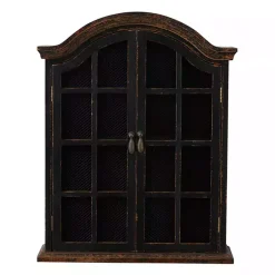 Kirklands Home Distressed Black Wood Wall Cabinet Clearance