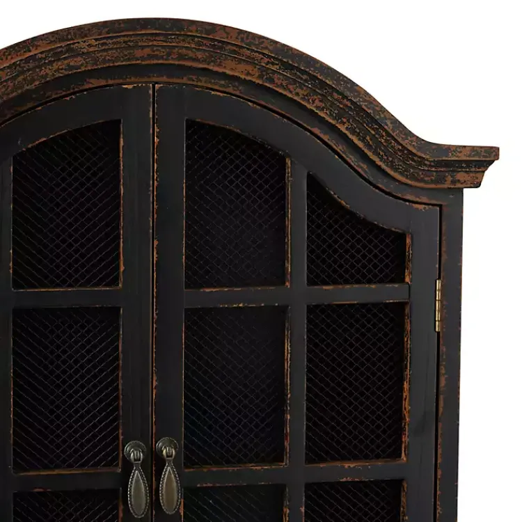 Kirklands Home Distressed Black Wood Wall Cabinet Clearance