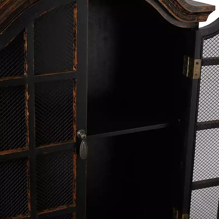 Kirklands Home Distressed Black Wood Wall Cabinet Clearance