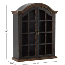 Kirklands Home Distressed Black Wood Wall Cabinet Clearance