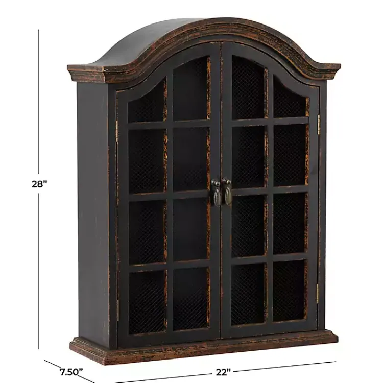 Kirklands Home Distressed Black Wood Wall Cabinet Clearance