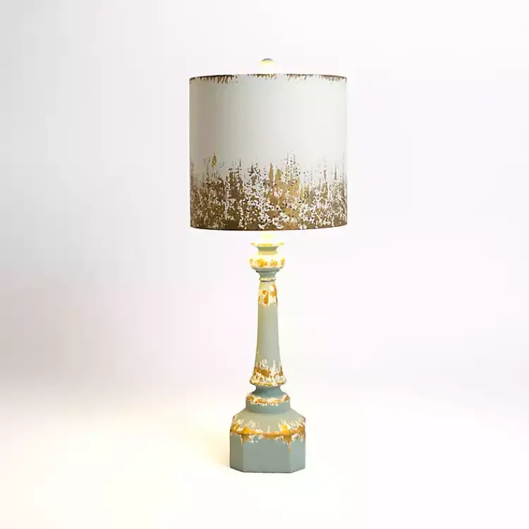 Kirklands Home Distressed Blue Painted Metal Shade Table Lamp Online