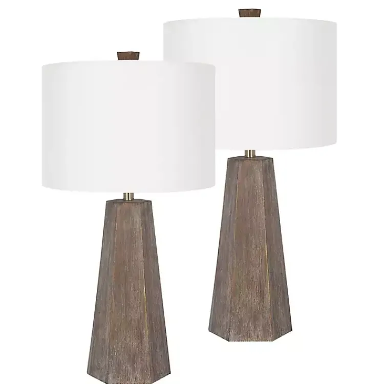 Kirklands Home Distressed Brown Hexagonal Table Lamps, Set of 2 White Best