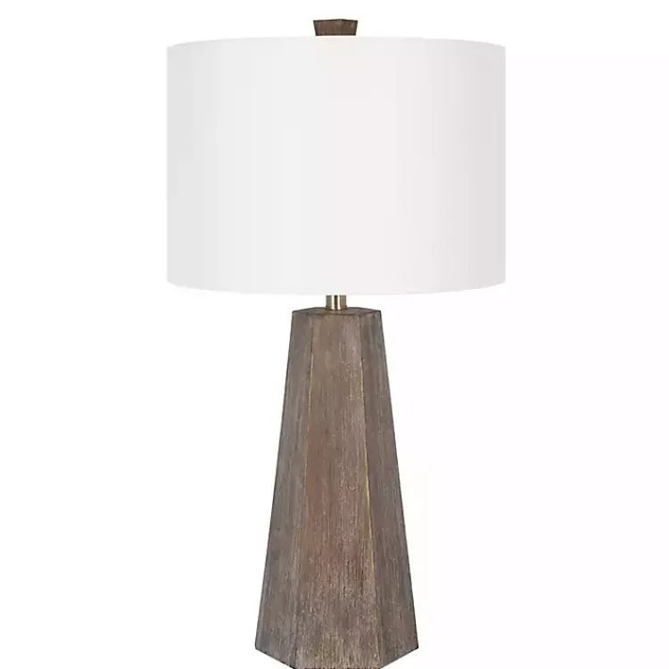 Kirklands Home Distressed Brown Hexagonal Table Lamps, Set of 2 White Best