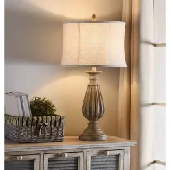 Kirklands Home Distressed Brown Spindle Table Lamp Tan Hot