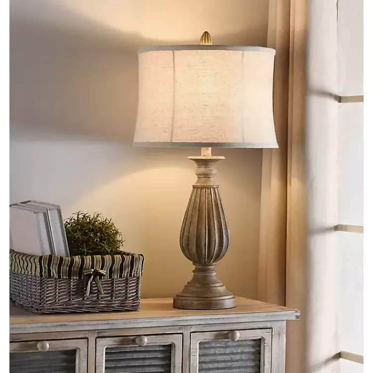 Kirklands Home Distressed Brown Spindle Table Lamp Tan Hot