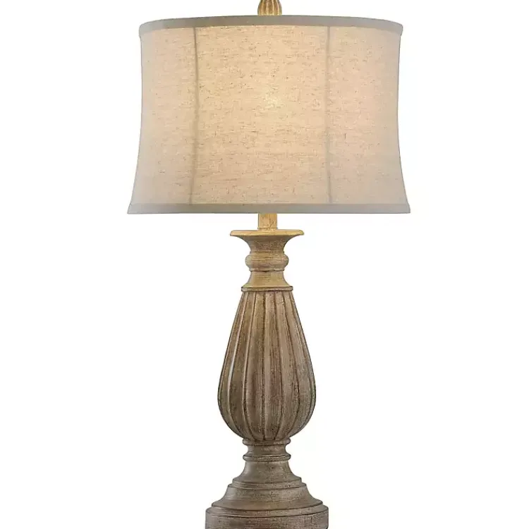 Kirklands Home Distressed Brown Spindle Table Lamp Tan Hot