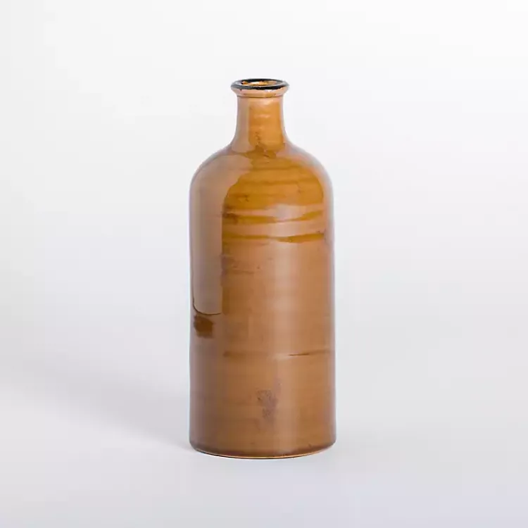 Vases>Kirklands Home Distressed Caramel Ceramic Vase Orange
