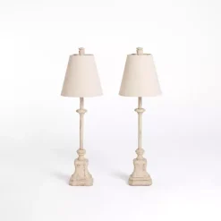 Kirklands Home Distressed Cream Buffet Lamps, Set of 2 Tan New
