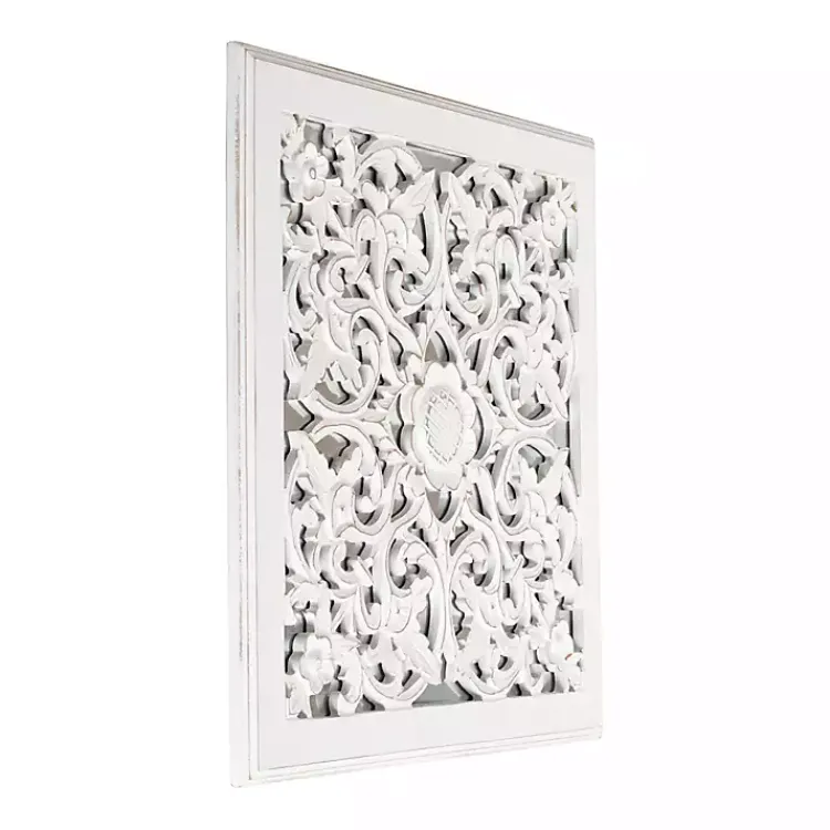 Kirklands Home Distressed Cream Carved Floral Medallion Mirror Discount