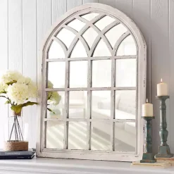 Kirklands Home Distressed Cream Sadie Arch Mirror Ivory Online