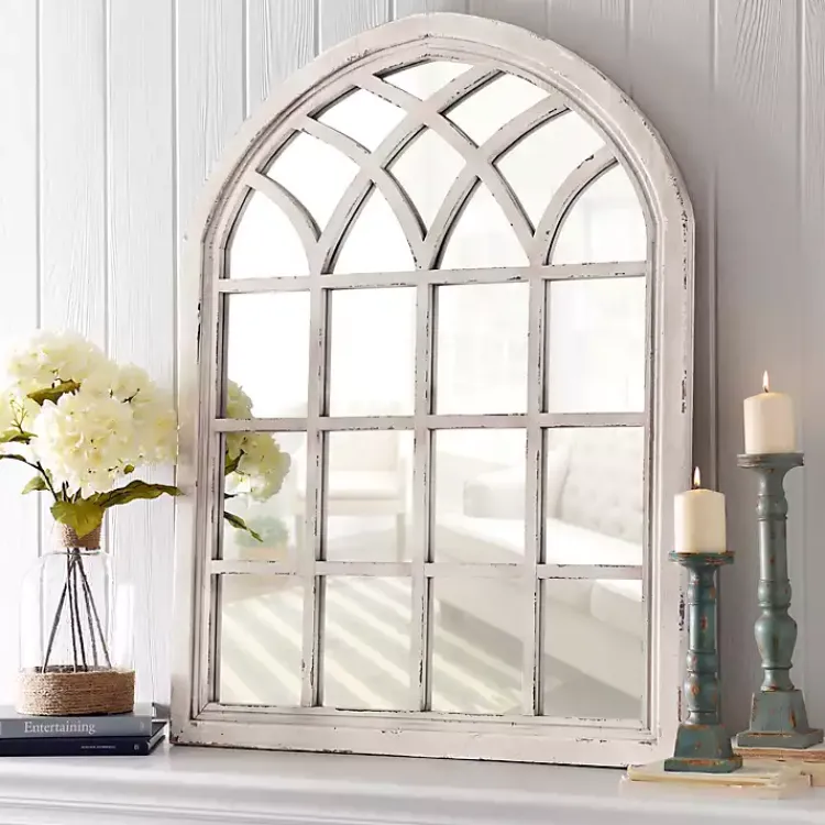 Kirklands Home Distressed Cream Sadie Arch Mirror Ivory Online