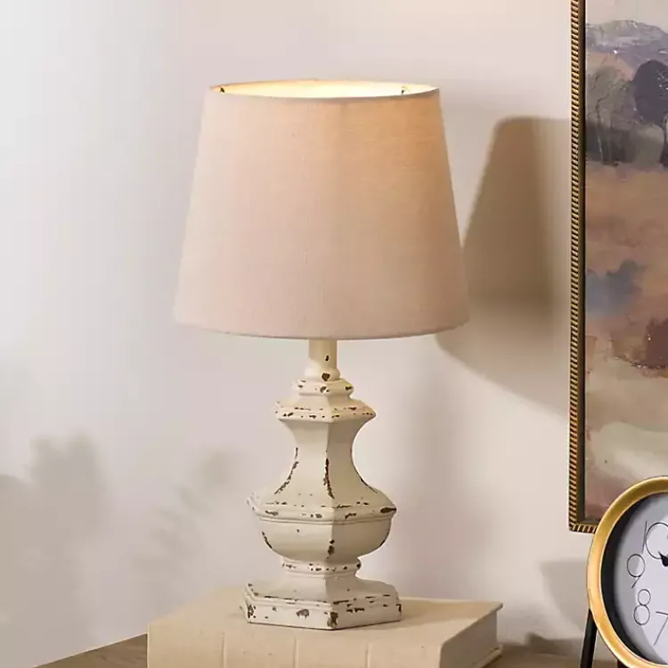 Kirklands Home Distressed Cream Sculpted Urn Table Lamp Tan Outlet