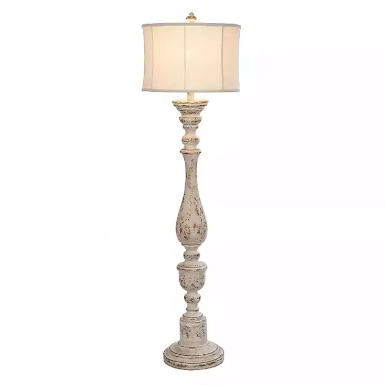 Kirklands Home Distressed Cream Spindle Floor Lamp Ivory Online