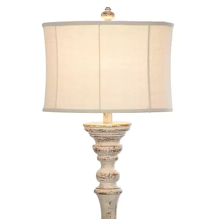 Kirklands Home Distressed Cream Spindle Floor Lamp Ivory Online