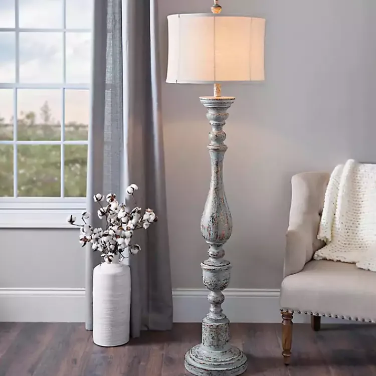 Kirklands Home Distressed Eloise Floor Lamp Ivory Sale