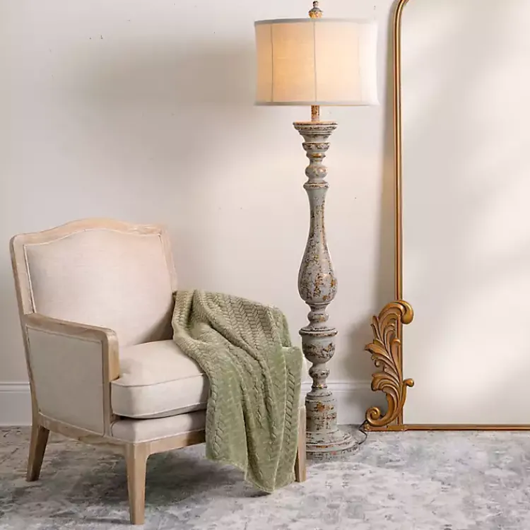 Kirklands Home Distressed Eloise Floor Lamp Ivory Sale
