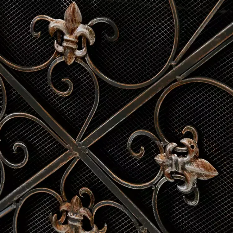 Fireplace Accessories>Kirklands Home Distressed Fleur De Lis Three-Panel Fire Screen