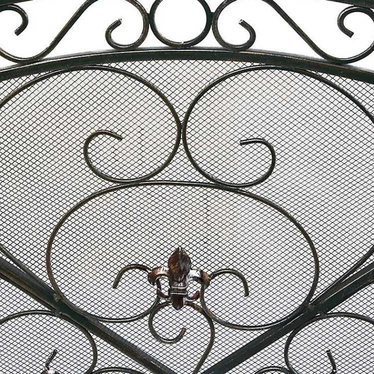 Fireplace Accessories>Kirklands Home Distressed Fleur De Lis Three-Panel Fire Screen