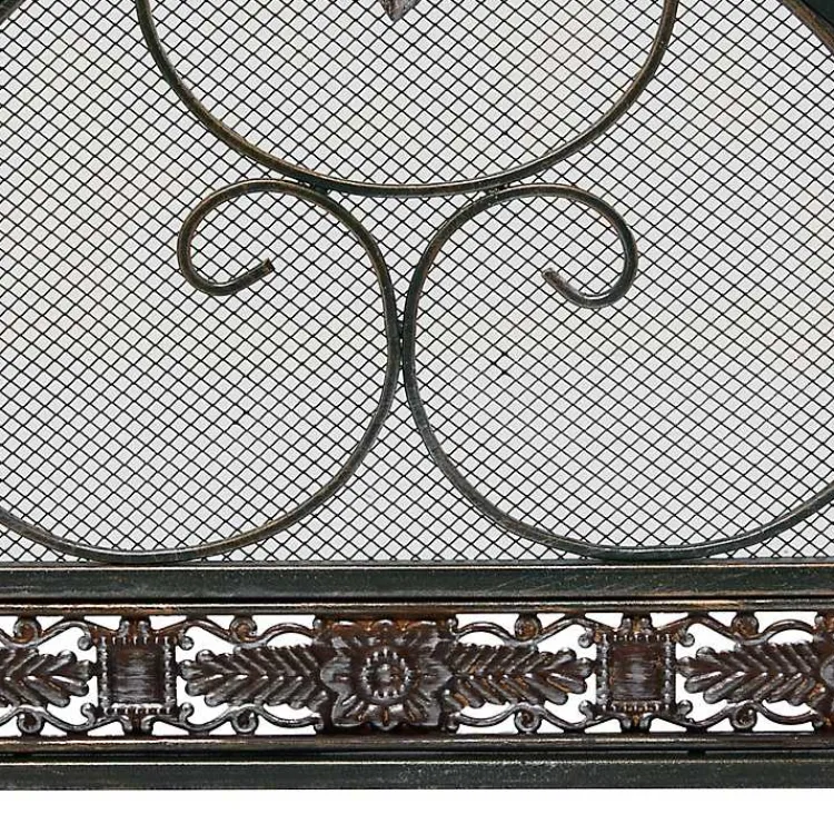 Fireplace Accessories>Kirklands Home Distressed Fleur De Lis Three-Panel Fire Screen