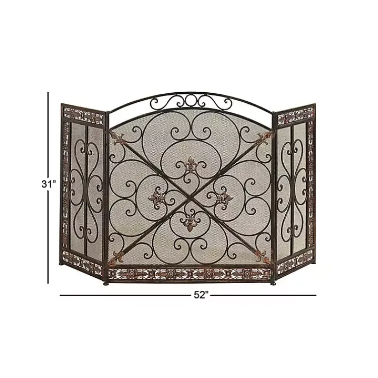 Fireplace Accessories>Kirklands Home Distressed Fleur De Lis Three-Panel Fire Screen